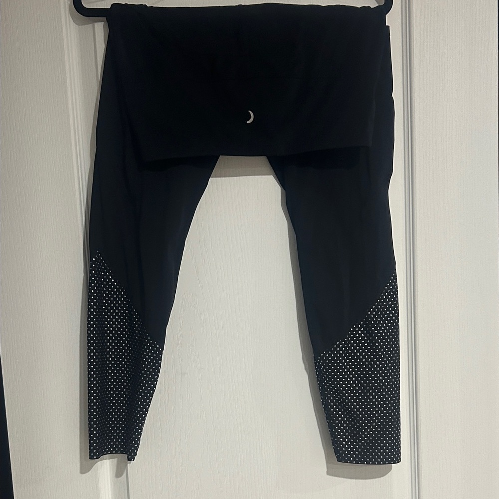 Zyia Black Leggings with Polka Dot Detail